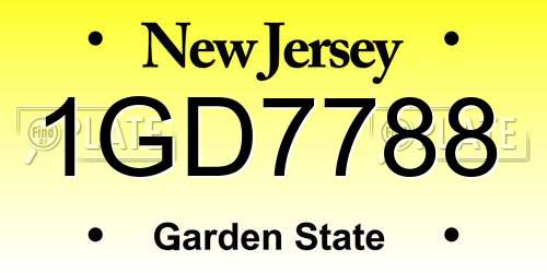 1GD7788 New Jersey License Plate