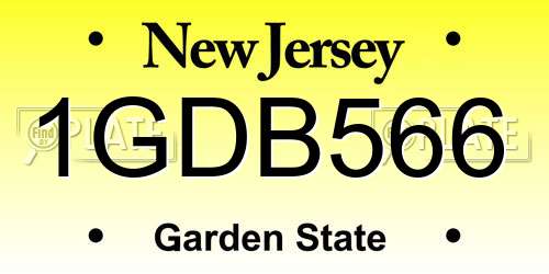 1GDB566 New Jersey License Plate