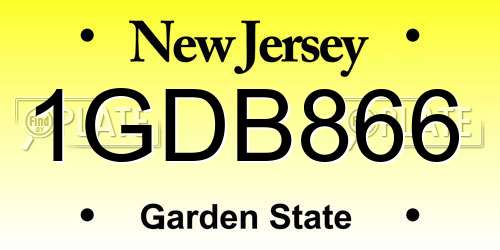 1GDB866 New Jersey License Plate