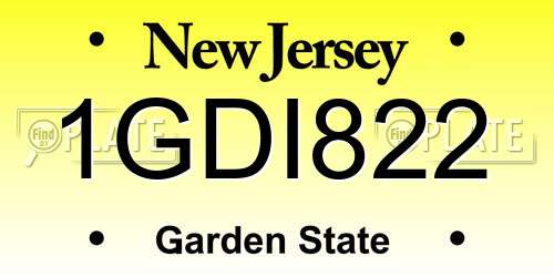 1GDI822 New Jersey License Plate