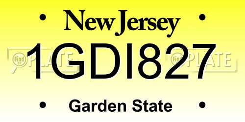 1GDI827 New Jersey License Plate
