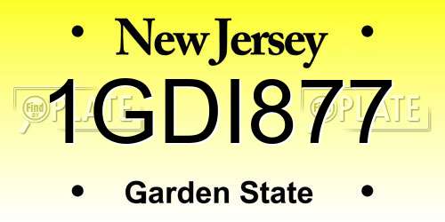1GDI877 New Jersey License Plate