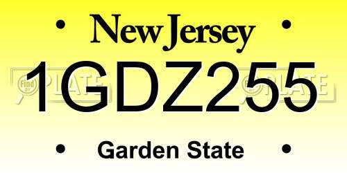1GDZ255 New Jersey License Plate