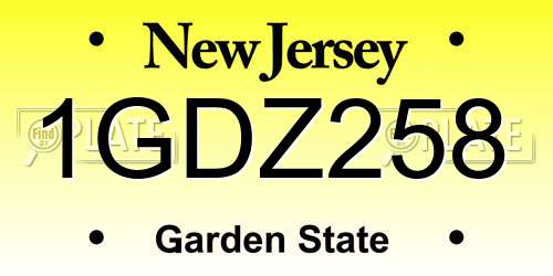 1GDZ258 New Jersey License Plate
