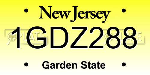 1GDZ288 New Jersey License Plate