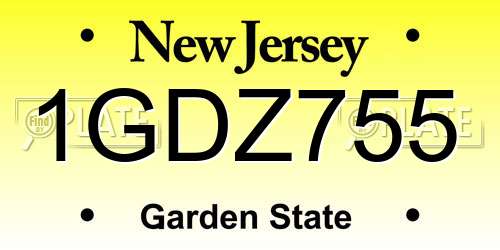 1GDZ755 New Jersey License Plate