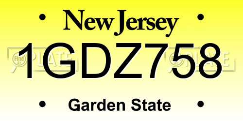 1GDZ758 New Jersey License Plate