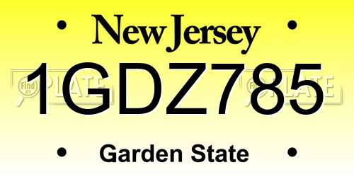 1GDZ785 New Jersey License Plate