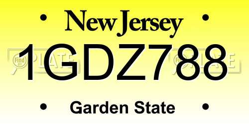 1GDZ788 New Jersey License Plate