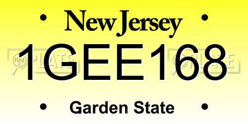 1GEE168 New Jersey License Plate