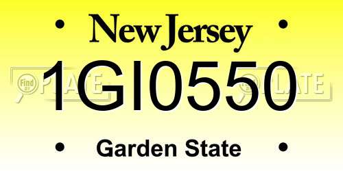 1GI0550 New Jersey License Plate