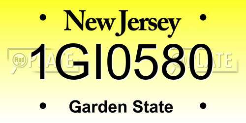 1GI0580 New Jersey License Plate