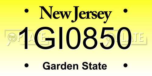 1GI0850 New Jersey License Plate