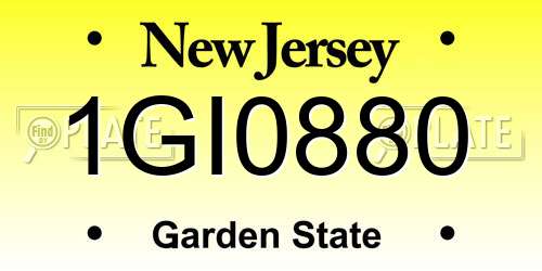 1GI0880 New Jersey License Plate