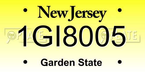 1GI8005 New Jersey License Plate
