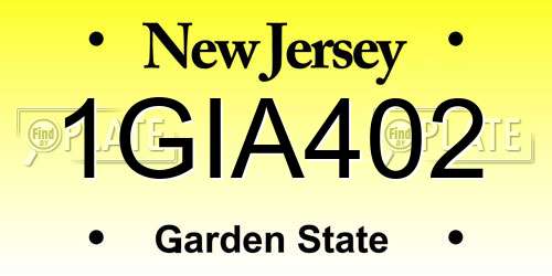 1GIA402 New Jersey License Plate