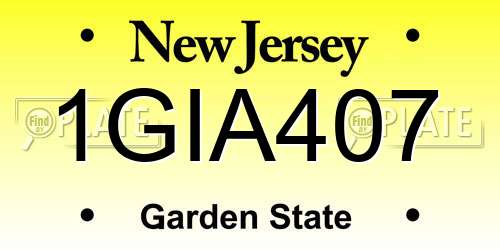 1GIA407 New Jersey License Plate