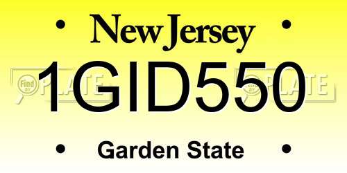 1GID550 New Jersey License Plate