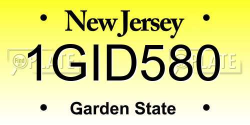 1GID580 New Jersey License Plate