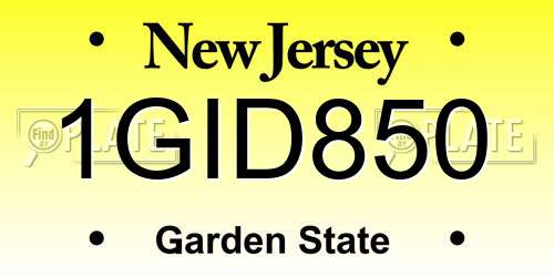 1GID850 New Jersey License Plate