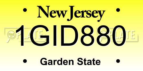 1GID880 New Jersey License Plate
