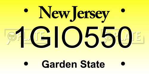 1GIO550 New Jersey License Plate