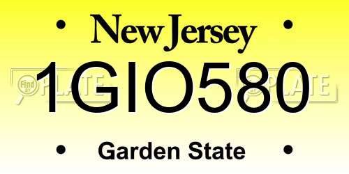 1GIO580 New Jersey License Plate