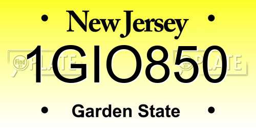1GIO850 New Jersey License Plate