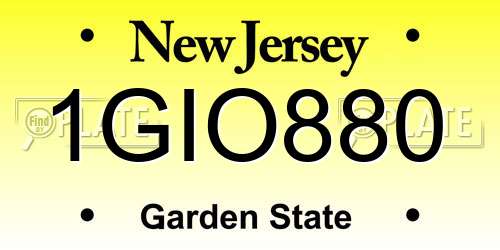 1GIO880 New Jersey License Plate