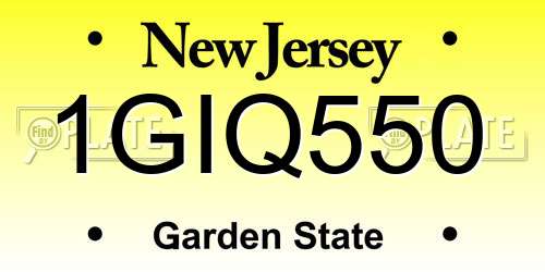1GIQ550 New Jersey License Plate