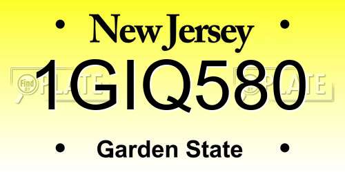 1GIQ580 New Jersey License Plate