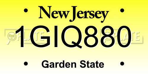 1GIQ880 New Jersey License Plate