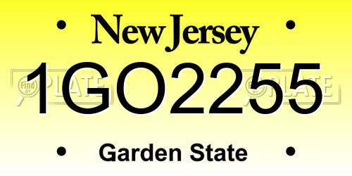 1GO2255 New Jersey License Plate
