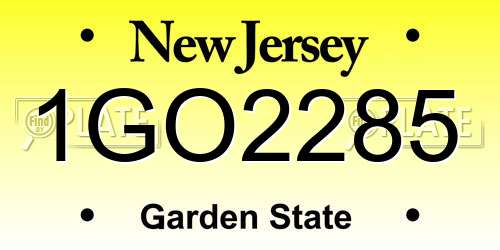 1GO2285 New Jersey License Plate