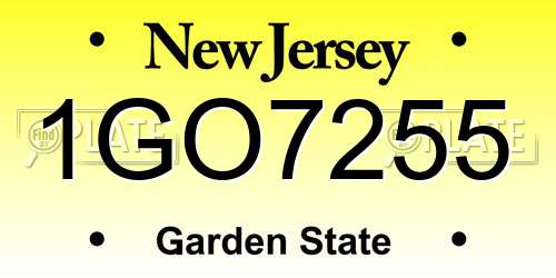 1GO7255 New Jersey License Plate