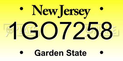 1GO7258 New Jersey License Plate