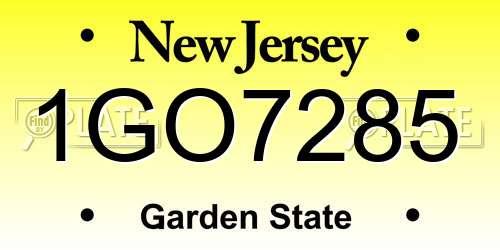 1GO7285 New Jersey License Plate