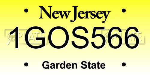 1GOS566 New Jersey License Plate