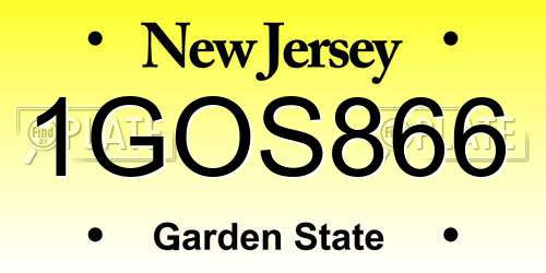 1GOS866 New Jersey License Plate