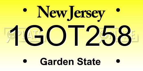 1GOT258 New Jersey License Plate