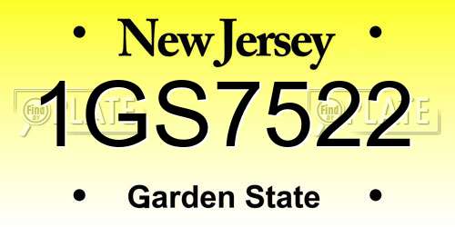 1GS7522 New Jersey License Plate