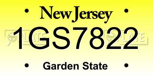 1GS7822 New Jersey License Plate