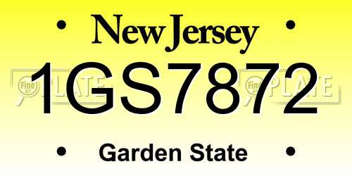 1GS7872 New Jersey License Plate