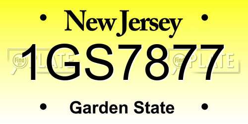 1GS7877 New Jersey License Plate