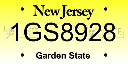 1GS8928 New Jersey License Plate