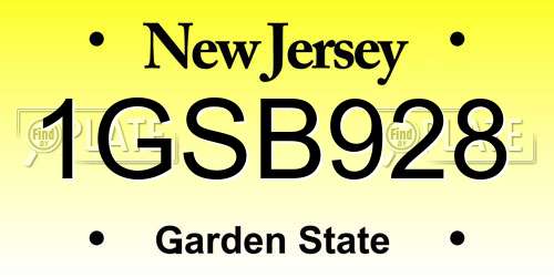 1GSB928 New Jersey License Plate
