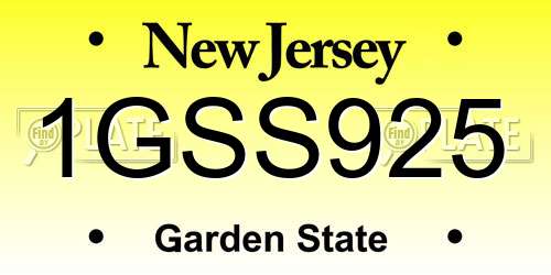 1GSS925 New Jersey License Plate