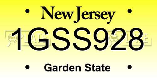 1GSS928 New Jersey License Plate