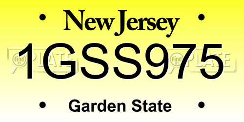 1GSS975 New Jersey License Plate