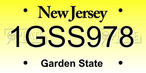 1GSS978 New Jersey License Plate